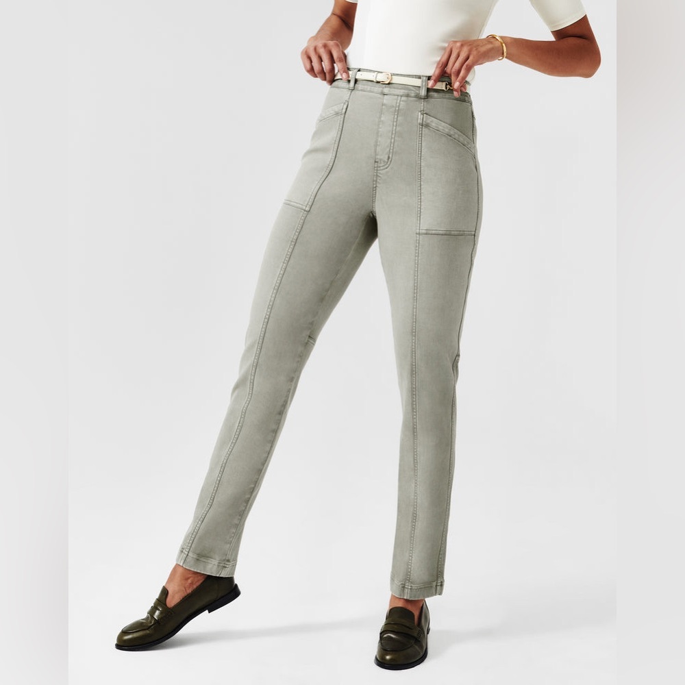 Spanx Olive Green Twill Straight Leg Pant